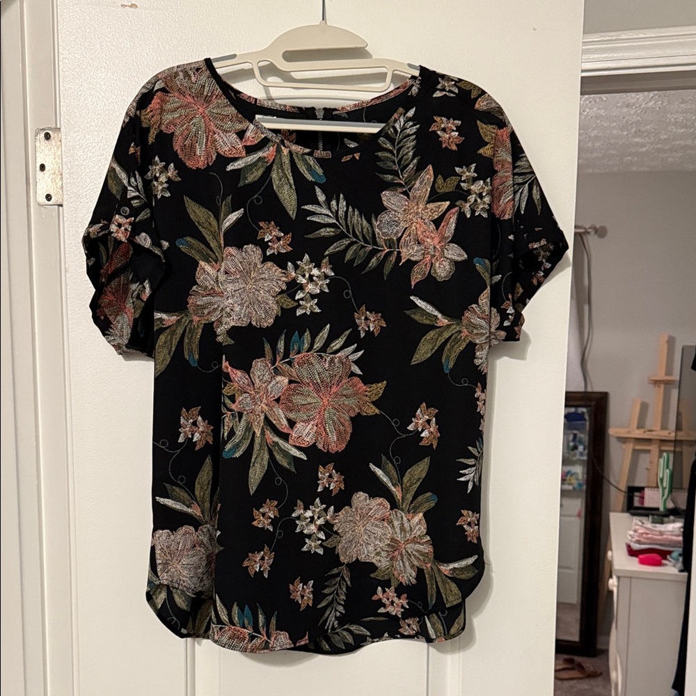 Maurices Black Floral Blouse